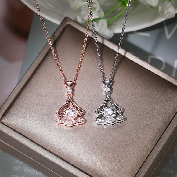 🌸Shiny Unique Shape 925 Silver Plated Necklace for Women, MARR9002 - Picture 3 of 4
